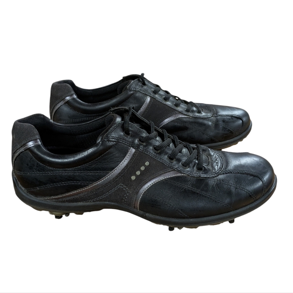 Ecco Black Leather Golf Shoes Mens Size 46 - Picture 2 of 10